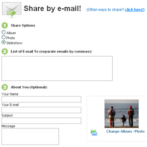 Share Photos, Albums and Slideshows by E-mail
